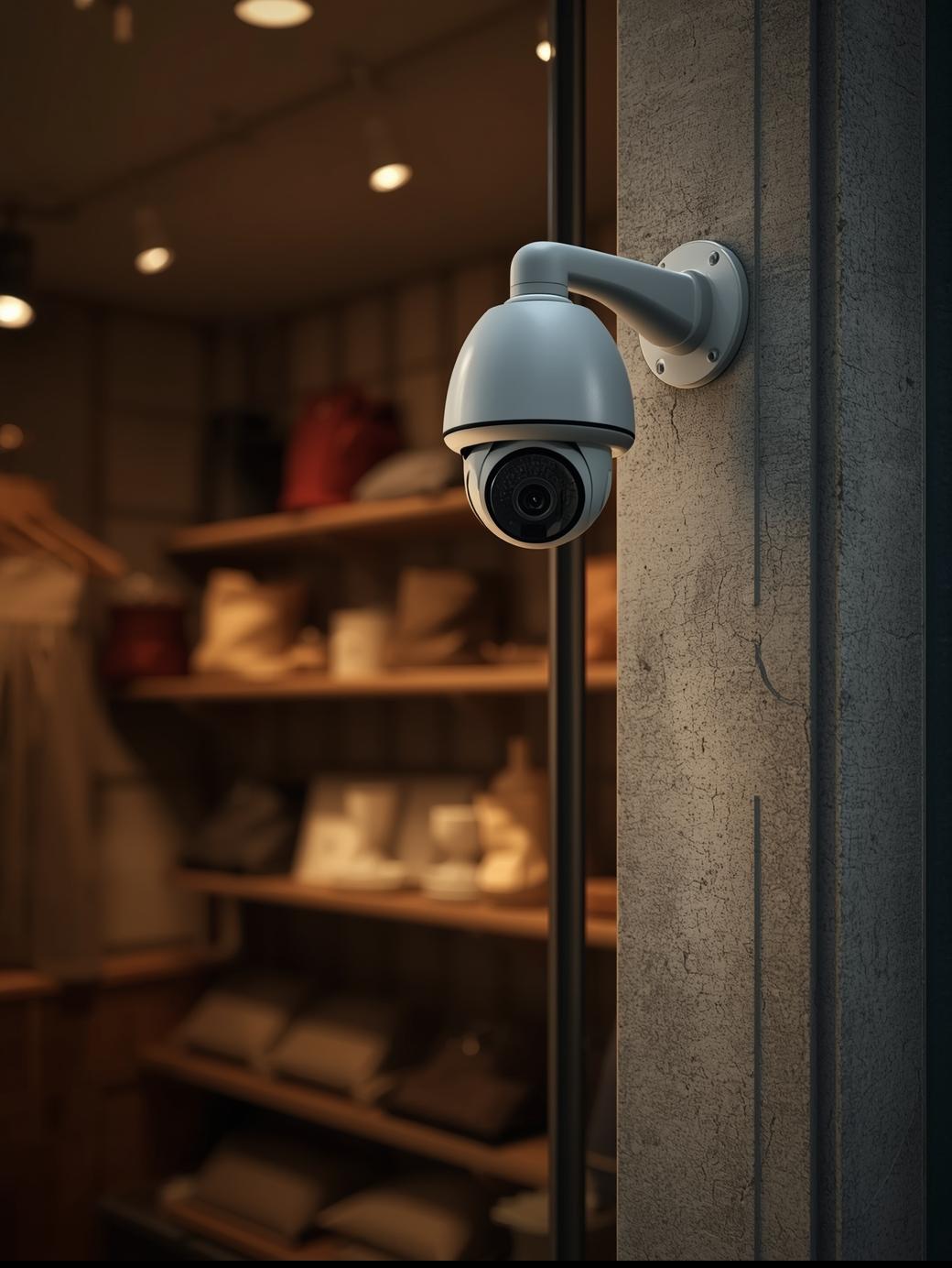 Technicien certifié installant une caméra de sécurité pour un commerce local à Suresnes